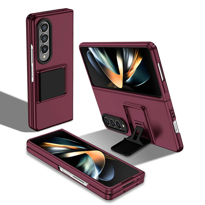 For Galaxy Z Fold 3 4 Case With Built-in Kickstand Bracket Camera Protection Anti Scratch Case Black Blue Green Red For Fold 5 6