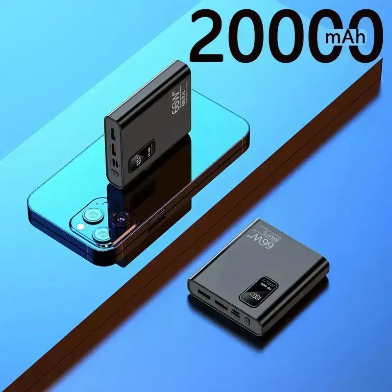 Bank Kuasa 66W 50000mAh Pengecasan Super Cepat Power Bank Pengecas Mudah Alih Paparan Digital Pek Bateri Luaran untuk iPhone Xiaomi