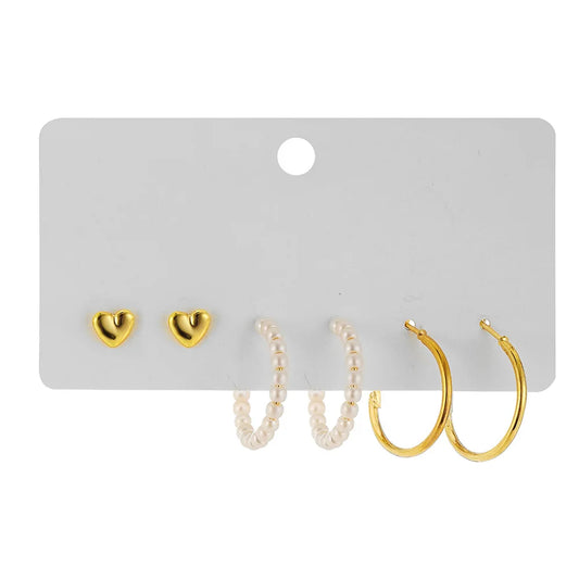 Gold Color Vintage Hoop Earrings Set for Women Boho Metal Circle Geometric Twist Pearl Dangle Earrings Trendy Jewelry Gifts 2023