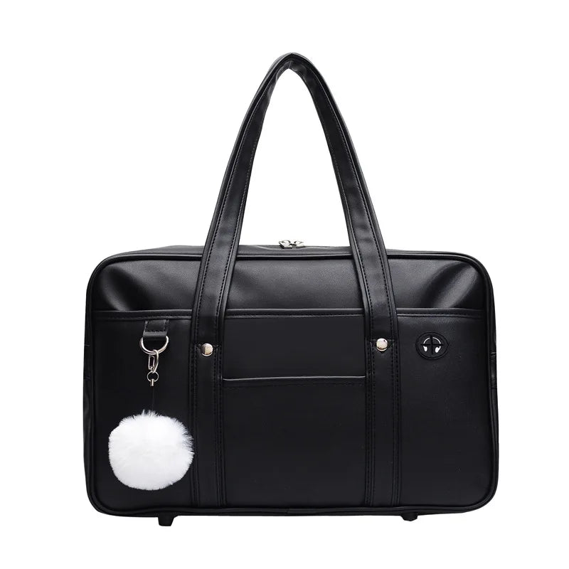 Japanese Women Handbags Men's Large Capacity Commuter Briefcase College Student School Travel Shoulder Bags PU Leather Satchels