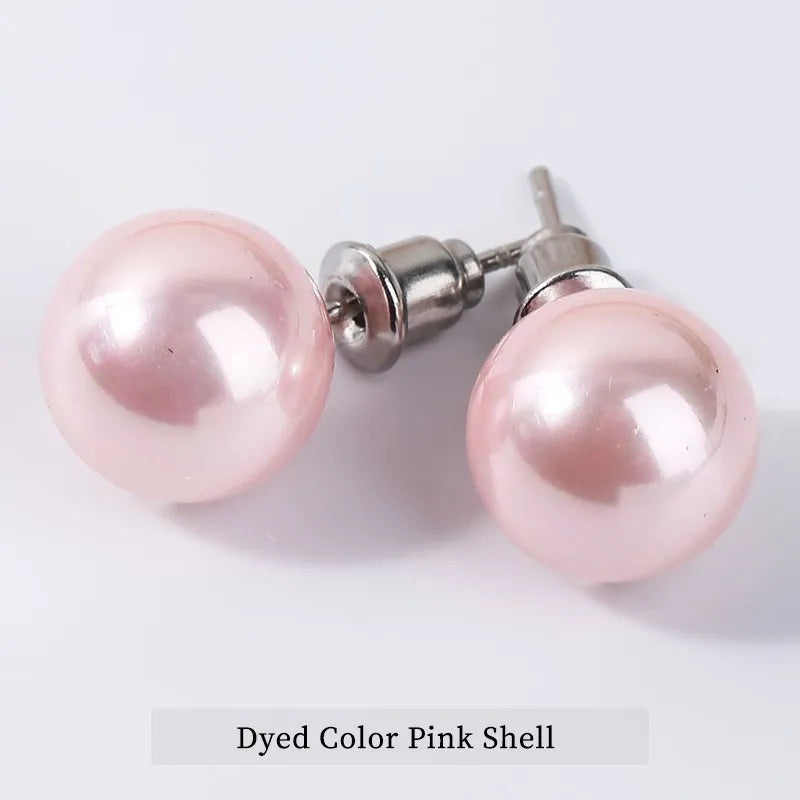 Change Better Natural Stone Amethyst Tiger Eye Agate Round Beads Earring Women Fashion Simple Stainless Steel Crystal Ear Studs