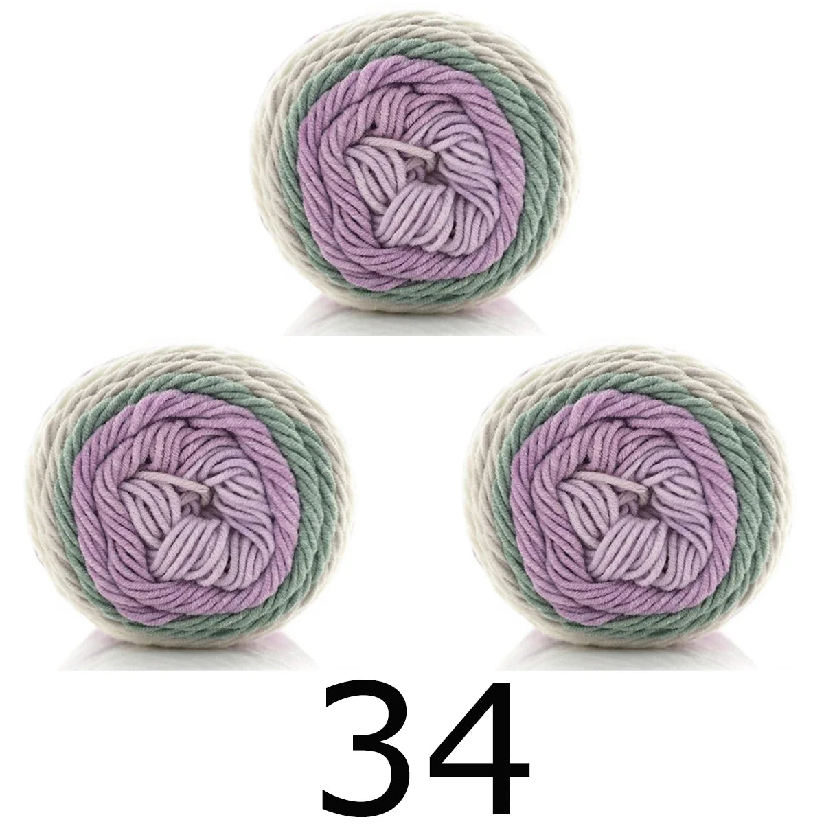 3pcsX100g Benang Pelangi 5 Segmen Helai Benang Dicelup Buatan Tangan DIY Benang Rajutan untuk Topi Sweater Selendang Sofa Kusyen Benang Kek 193M