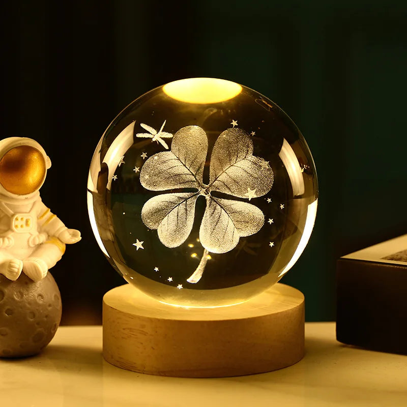 Bola Kristal 3D Kreatif Planet Galaksi Glob Kaca Bola Kristal Bulan Hiasan Desktop Tepi Katil Hiasan Rumah Hadiah Perhiasan Rumah
