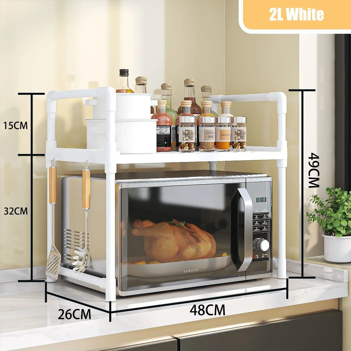 Rak Dapur Microwave Isi Rumah Rak Dapur Berbilang Lapisan Rak Penyimpanan Microwave Reka bentuk Perabot Minimalis Pengambil Dapur