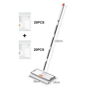 Pelupusan Flat Mop Pembersihan Lantai Kayu Ajaib Tanpa Tangan dengan Pad Microfiber Boleh Digunakan Semula Produk Pembersihan Lazy Spin Mop