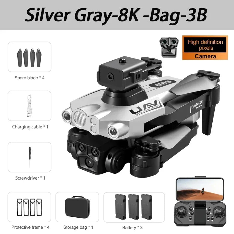 Dron LU200 Pro Baharu 8K Triple-Camera GPS 5G Profesional HD Fotografi Udara Pengelakan Halangan WIFI Dron Tanpa Berus 10000M