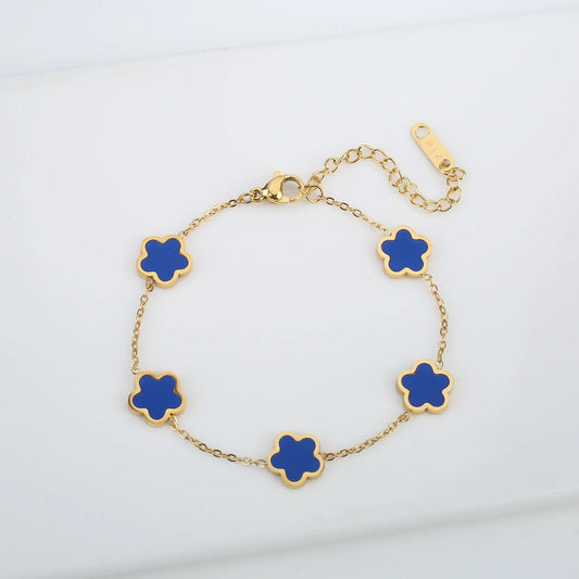 Gelang Bunga Plum Tumbuhan Barang Kemas Keluli Tahan Karat Halus Berkualiti Tinggi untuk Hadiah Gelang Semanggi 7 Warna Wanita