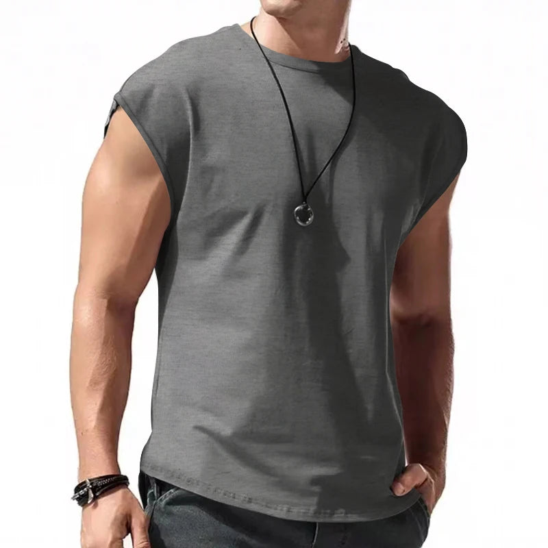 2023 Independent Station Cross border Men's Wear New Sleeveless T-shirt Men's Summer Leisure Sports Loose fitting Men's Short Sl