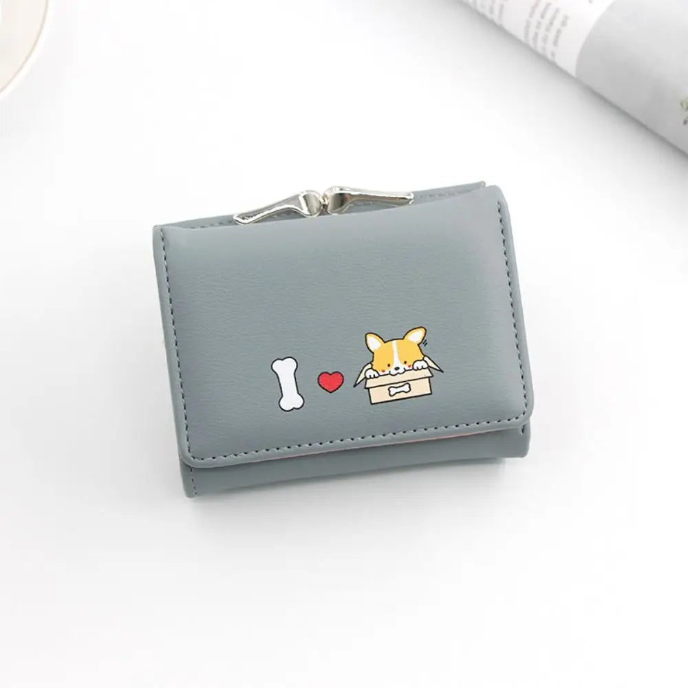 Cartoon Shiba Inu Wallet Women Short Cute Small Wallets Student Triple Fold Card Holder Coin Purse Ladies Wallets