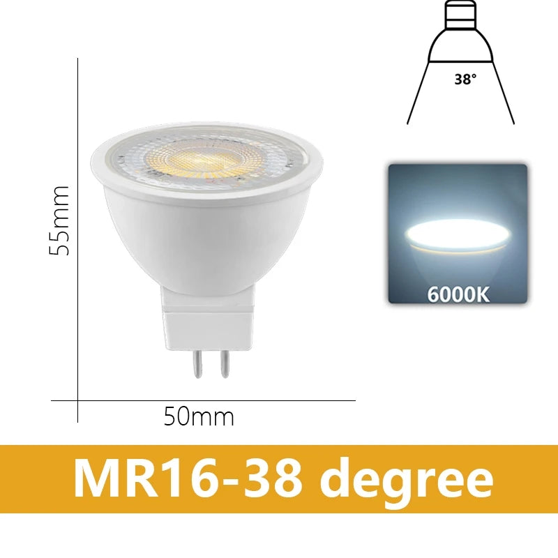 MR16 GU5.3 LED Spotlight 220V AC110V AC/DC12V 3W-8W Beam Angle 38/120 Degree for home Energy Saving indoor Light Bulb for Table