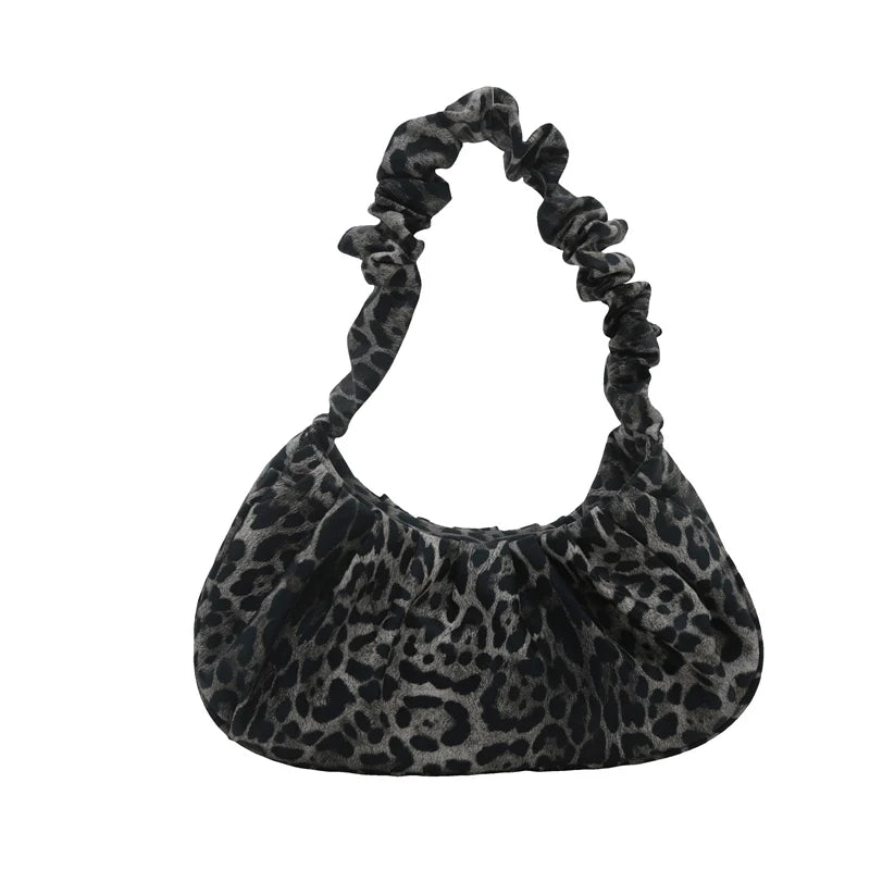 Women PU Leather Shoulder Bag Leopard Print Underarm Bag Trendy Clutch Purse Hobo Bag untuk Membeli-belah Perjalanan