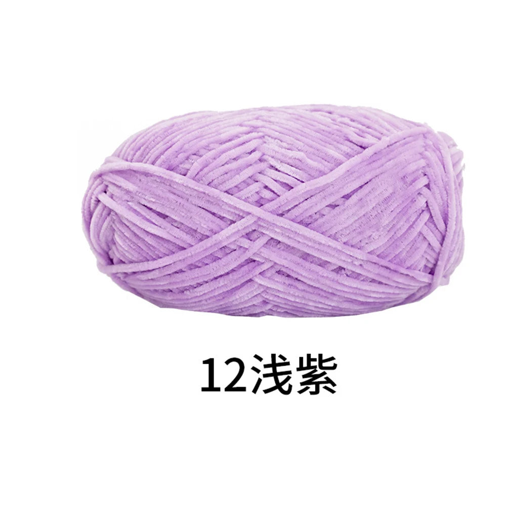 40g/roll 2mm Lustre Chenille Yarn DIY Hand Crochet Dolls Shoes Materials For Hand Knitting Thin Pleuche Wool Rope