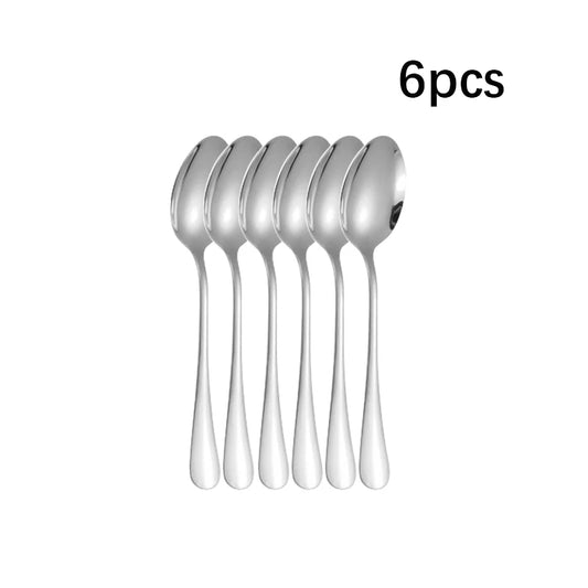 6/30pcs Pisau stik keluli tahan karat perak, garpu dan sudu pencuci mulut set garpu dan sudu sesuai untuk pinggan mangkuk hotel