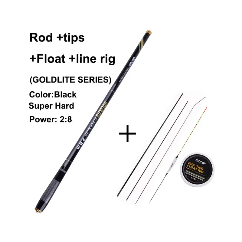 Goture GOLDLITE Ultra-Light Carbon Stream Hand Telescopic Fishing Rod 2/8 Power Feeder Carp Fishing Rod 3.6M 4.5M 5.4M 6.3M 7.2M