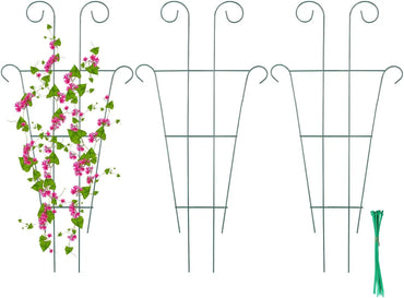 Garden Trellis Potted Plants, Metal Trellis for Climbing Plants Outdoor & Indoor, Plant Support with 20 Pcs Cable Ties