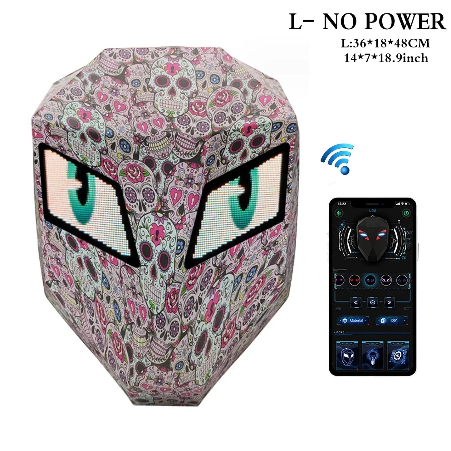 LOY LED Knight Berbasikal Beg galas Fesyen Topi keledar Motosikal Bluetooth Kalis Air Cangkang Keras Komputer riba Beg Personaliti Dengan Mata
