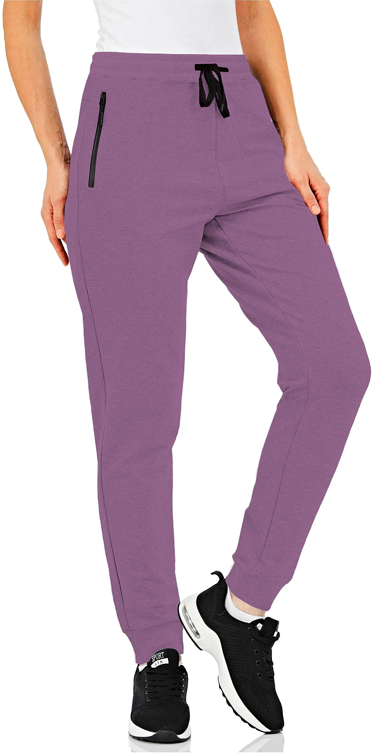 TACVASEN Cotton Jogger Seluar Wanita Kasual Hiking Seluar Panjang Poket Zip Bernafas Pinggang Serut Seluar Peluh Luaran
