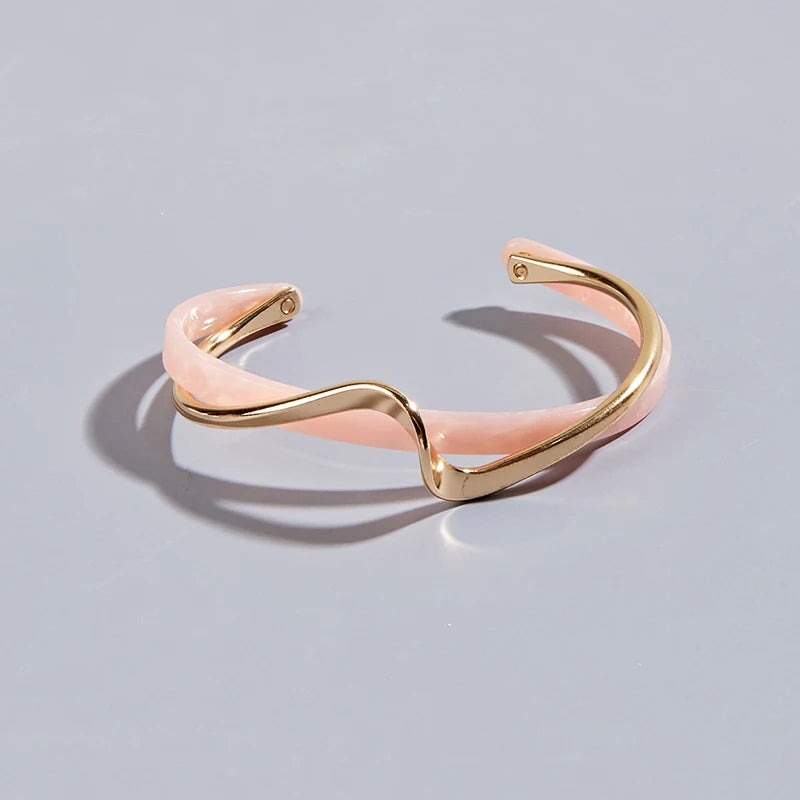 Gelang Kerang Putih Papan Bengkokkan Gelang Logam Gelang Tangan Wanita Geometrik Gelang Pembukaan Gelang Hadiah Barang Kemas