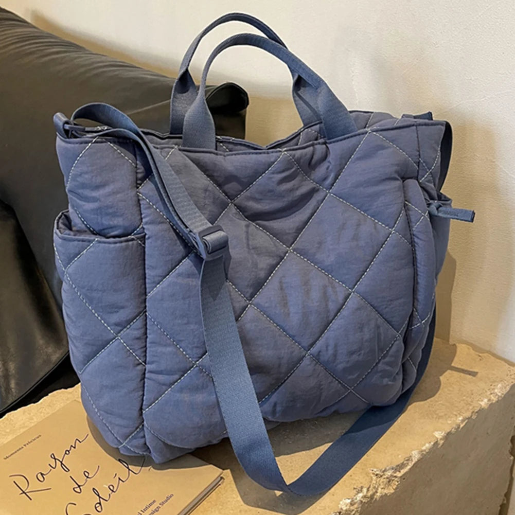 Beg Tangan Wanita Puffer Hobo Beg Selempang Berbulu Zip Beg Bahu Empuk Beg Beg Perjalanan Beg Beli Beg Musim Sejuk Beg Ulang-Alik