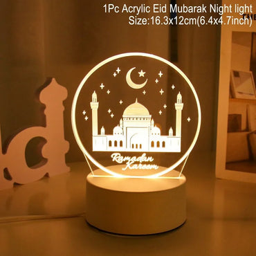 Eid Mubarak 3D Led Lamp Ramadan Night Light Led Moon Star Eid Bedroom Decoration Light Ornament Ramadan Decoration For Home 2024