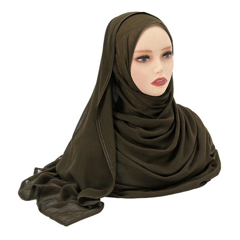 Tudung Muslimah untuk Wanita Selendang Nipis Polos Selendang Femme Musulman Lembut Viscose Rayon Tudung Kepala Serban Islami 200x85cm