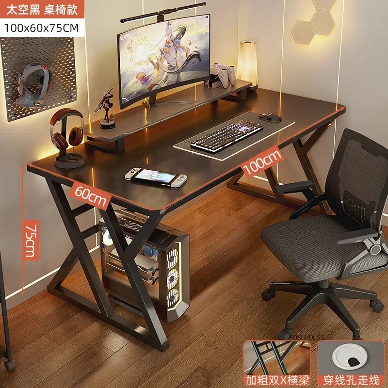 Meja Komputer Desktop Meja Pejabat Meja Isi Rumah Ringkas Meja Permainan Moden dan Set Kerusi Bilik Tidur Meja Kerja Perabot Pejabat