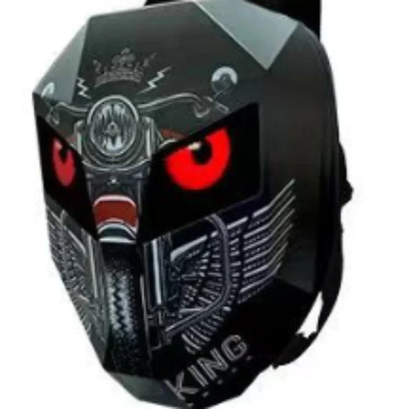 LOY LED Knight Berbasikal Beg galas Fesyen Topi keledar Motosikal Bluetooth Kalis Air Cangkang Keras Komputer riba Beg Personaliti Dengan Mata