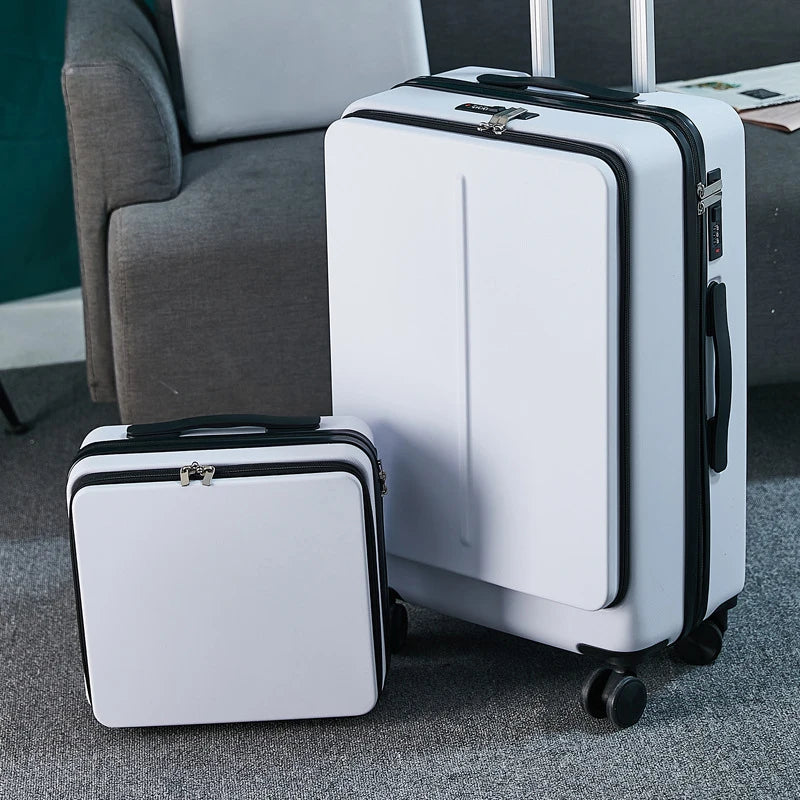 Bagasi Bergolek 20"24" inci BARU dengan Beg Komputer Riba Sarung Beg Perjalanan Perniagaan Lelaki Troli Roda Universal Kotak PC Troli Bagasi