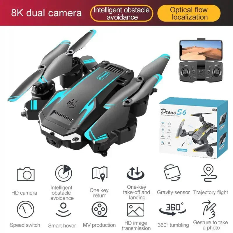 8K S6 Profesional Quadcopter Aerial Dron HD Kamera GPS RC Helikopter FPV WIFI Hadiah Mainan Mengelak Halangan Pesawat RC