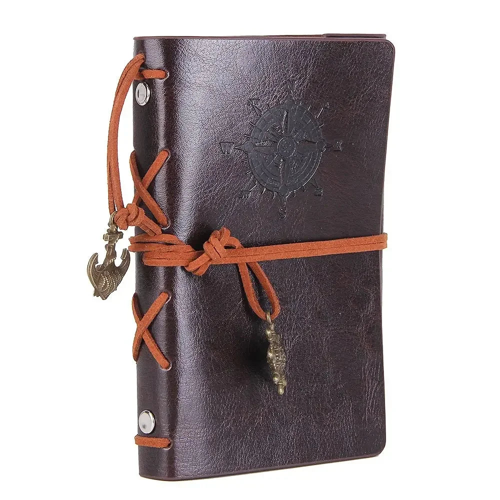 Buku Nota & Jurnal Retro Pengikat Agenda Buku Lakar Kulit Sampul Lembut 14x10sm Kertas Kraft Boleh Ganti Alat Tulis Dalam Korea