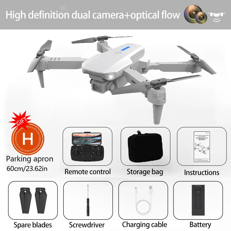 Dron E88 Baharu 4K Dron dengan Kamera Dwi Kamera RC 360° Pengelakan Halangan Dron Kedudukan Aliran Optik Dron Profesional