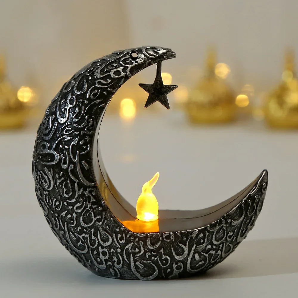 Hiasan Star Moon Led Candlestick Ramadan Kareem Moon Star Light Kanak-kanak Dewasa Happy Eid Mubarak Party Decor Party Eid Mubarak