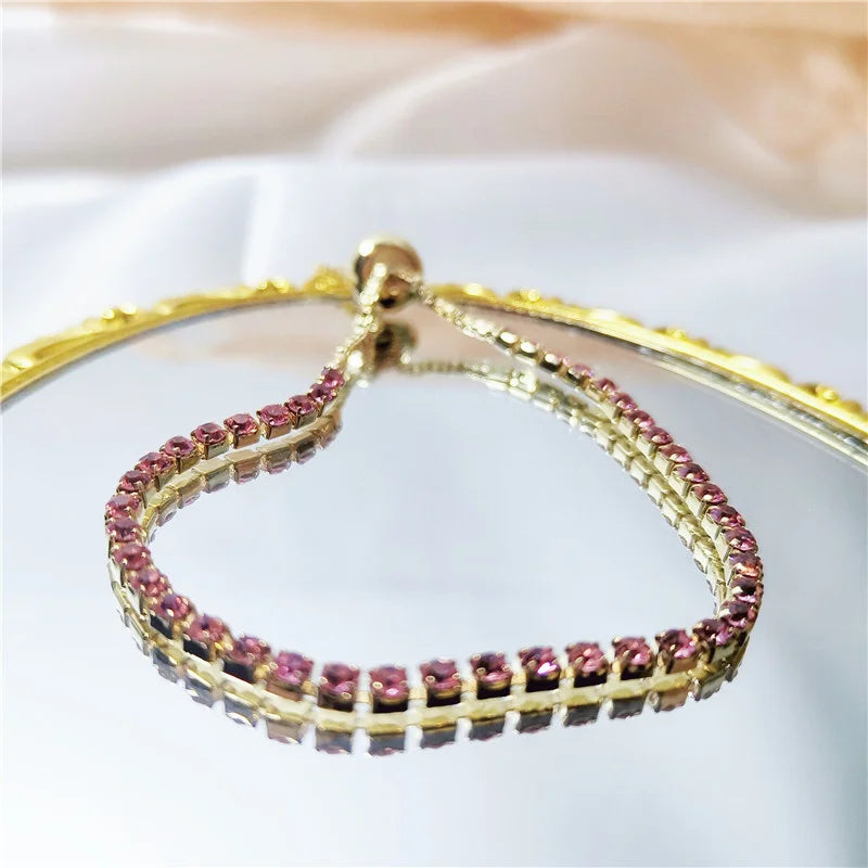 Wu's 2022 Fashion Shiny Crystal Push-pull Bracelet Light Luxury Micro-inlaid Zircon Bracelet Women's Simple Adjustable Jewelry
