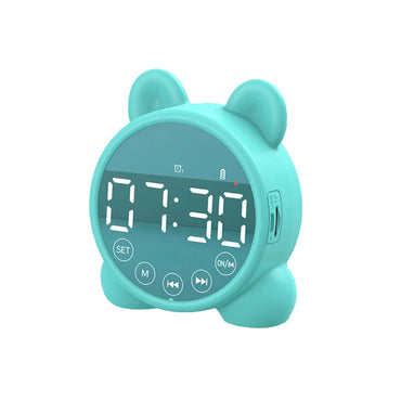 Jam Meja Pelajar Comel Bluetooth Pembesar Suara Pintar Jam Penggera Dipimpin Jam Digital Jam Suhu Bangun Untuk hadiah