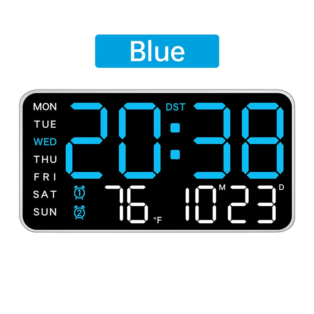 Large Digital Wall Clock Temp Week Date Display Hanging Clock Auto Dimmer Table Clock 12/24H Electronic LED Alarm Clock 벽시계