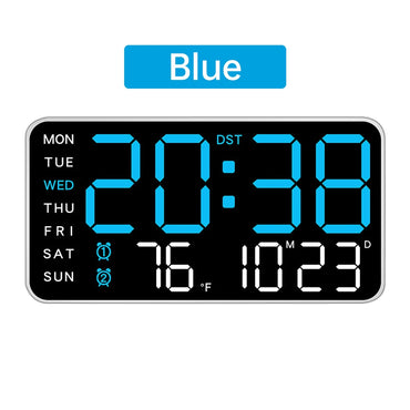 Jam Dinding Digital Besar Suhu Minggu Paparan Tarikh Jam Gantung Auto Dimmer Jam Meja 12/24J Jam Penggera LED Elektronik 벽시계