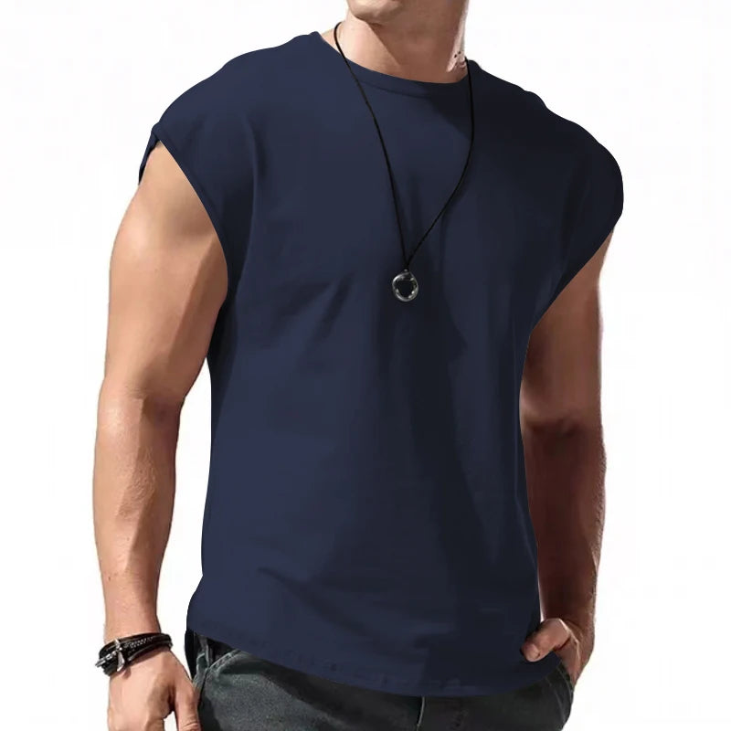 2023 Independent Station Cross border Men's Wear New Sleeveless T-shirt Men's Summer Leisure Sports Loose fitting Men's Short Sl
