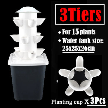 DIY Vertical Tower Planters With 5Holes Detachable PP Colonization Cups Indoor Soilless Vegetable Planting Hydroponic System