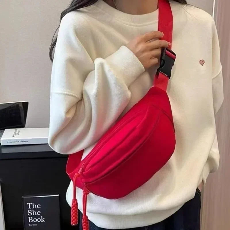 Chest Bags Banana Bag for Women Sling Crossbody Waist Pack Canvas Running Waist Bag Casual Fanny Packs Sport Half Moon Belt Bag