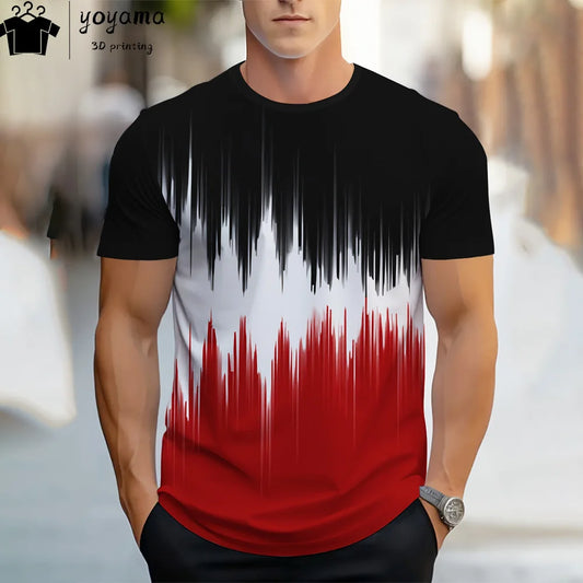 Ripple Print T shirt Men Simple Color Block Graphic T shirts 3D Print Mens T shirt Men's Clothing Vintage Simple Mens Clothing