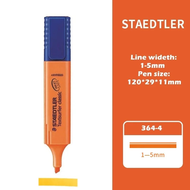1pcs STAEDTLER 364 Color Highlighter Pen 1-5mm Seni Klasik Penanda Titik Pelapik Kertas Serlah Lukisan Faks A6110