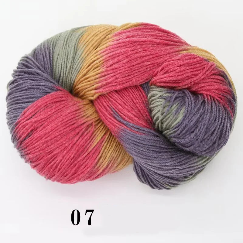 250g Rendering Segment Dyed with Colorful Wool Yarn, Colorful Rainbow Thread, Hand Woven Sweater, Scarf, Hat, Glove Yarn