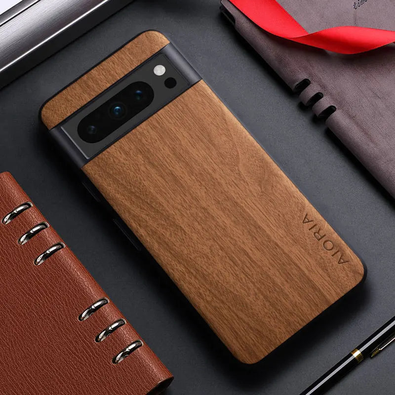 Sarung untuk Google Pixel 8 7 6 5 Pro 8A 7A 6A 5A 4A corak kayu buluh Penutup belakang kulit untuk google pixel 8 7 pro 7a capa sarung