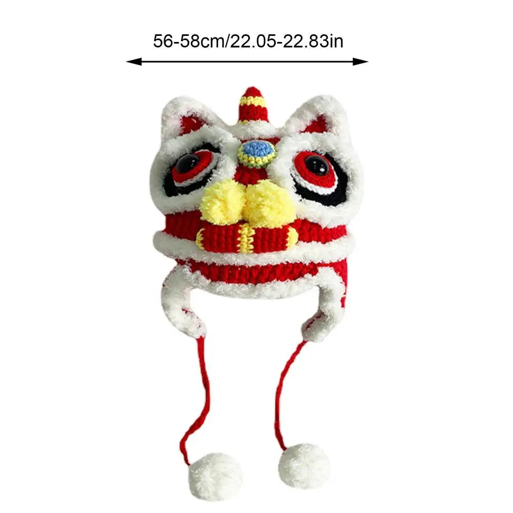 Topi Maskot Tahun Arnab 2023 Gaya Cina Singa Merah Dijahit dengan Baik Hiasan Tahun Baru Cina Comel Untuk Wanita Lelaki Lelaki