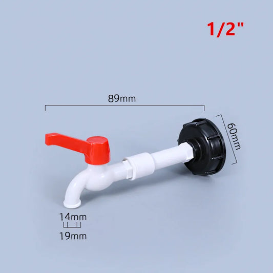 S60x6 IBC Tank Adapter To Plastic 1/2" 3/4" Tap Replacement Valve Fittings Home Garden Water Connectors Drain Faucet 1Pcs