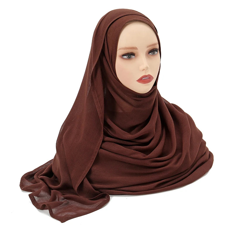 Tudung Muslimah untuk Wanita Selendang Nipis Polos Selendang Femme Musulman Lembut Viscose Rayon Tudung Kepala Serban Islami 200x85cm