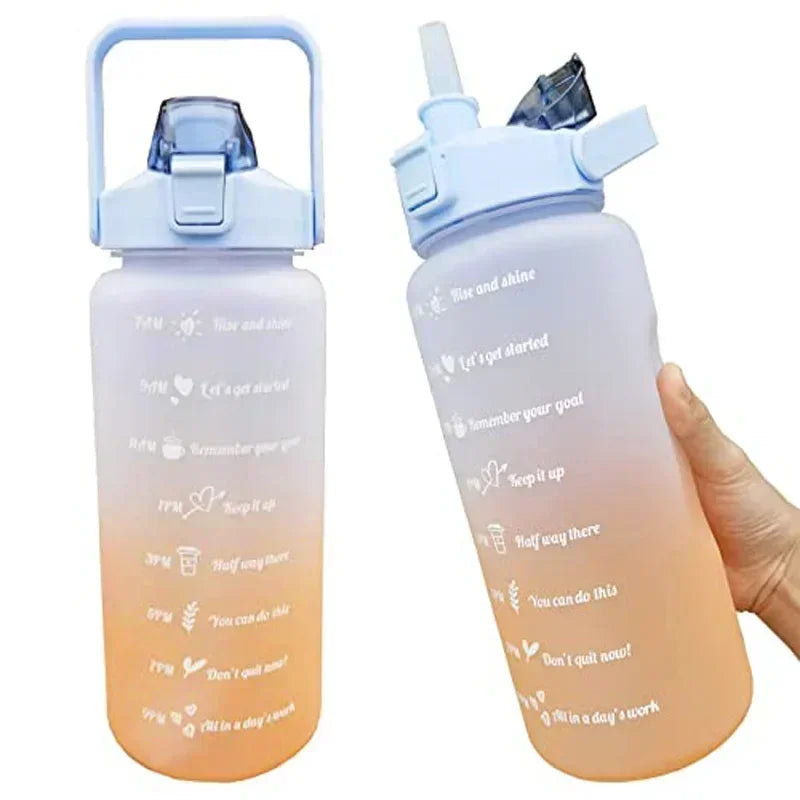 Portable Water Bottle 2 Liters Capacity Sports Water Bottle Leak Proof Colorful Plastic Cup Drinking Outdoor Travel Gym Jugs