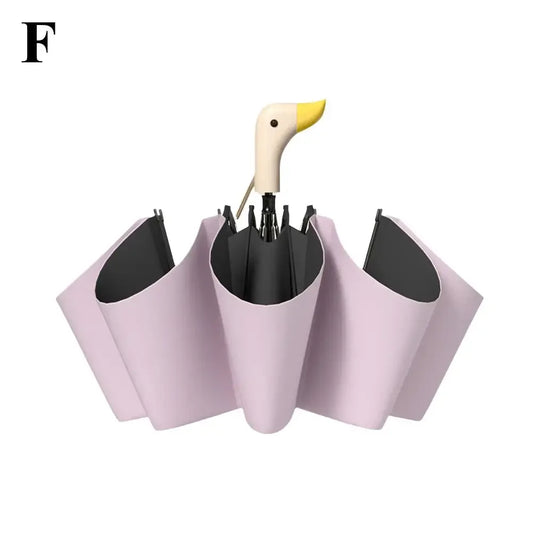 Umbrella With Cute Duck Head Wood Handle 8 Bones Thickening Rain UV Protection Coating Automatic Parasol Unisex Umbrellas B Y5G5
