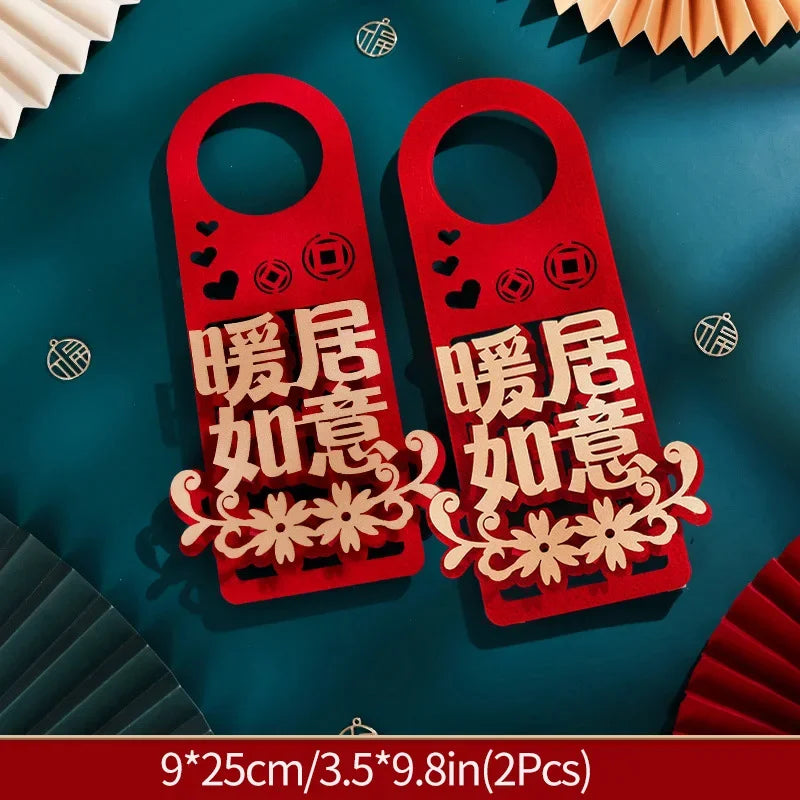1/2 keping Hiasan Tahun Baru Cina 2025 Pemindahan Rumah Cina Hiasan Pintu Rumah Baharu Imlek Tombol Pintu Gantung Loket