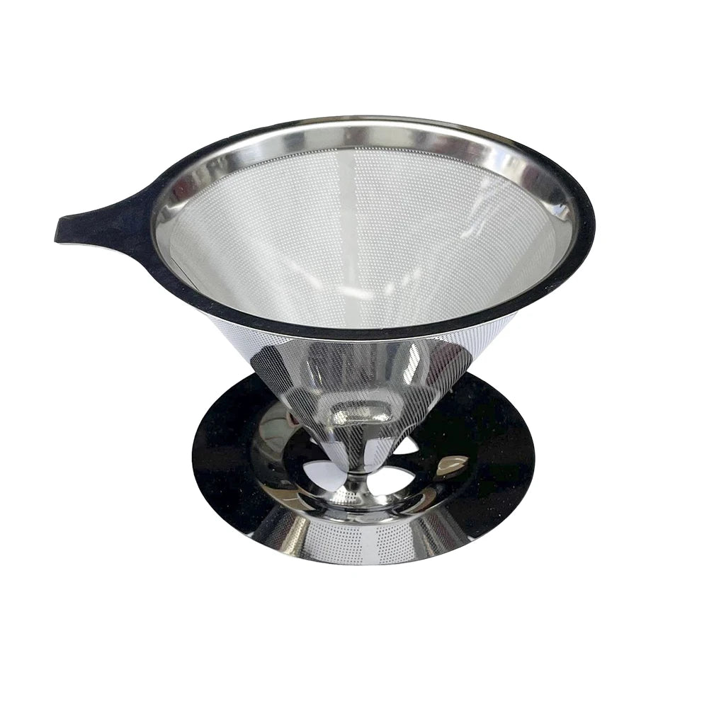 Cone Hand Brewed Coffee Filter Screen 304 Stainless Steel Double-layer Coffee Drip Filtration Rack No Filter Paper Kitchen Tools